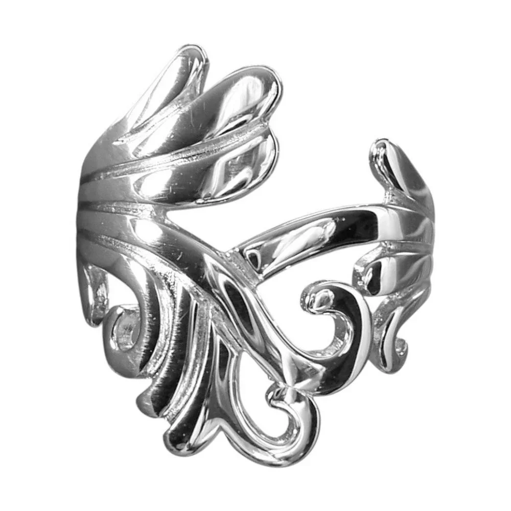 925 STERLING SILVER Waves Swirls Statement Ring - Picture 2 of 15